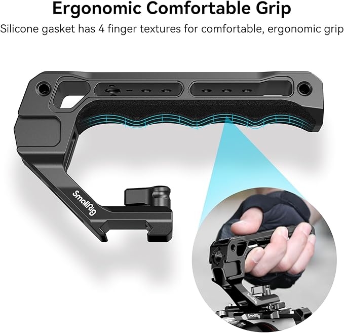 SmallRig Lightweight NATO Top Handle, Quick Release NATO Grip for DSLR Camera Cage, Universal Top Handle with 5 Cold Shoe Adapters (NATO Rail NOT Included) -3766