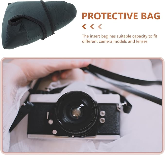 OKUMEYR Neoprene Camera Insert Bag for Digital Cameras and DSLR, Portable Protective Sleeve with Soft Padding, Backpack Organizer Insert for Photographers, Large Size