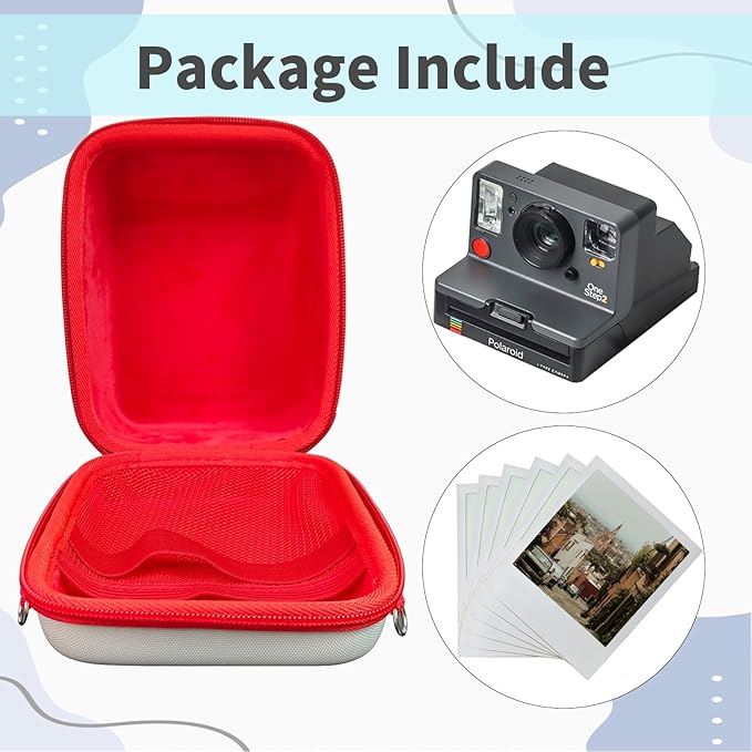 Kuprusar Camera Case for Polaroid OneStep 2VF/Now+ Camera, Hard Carrying Case Protective EVA Storage Bag for One Step+/Now/Now+ Plus 2nd I-Type Instant Film Camera with Shoulder Strap, white