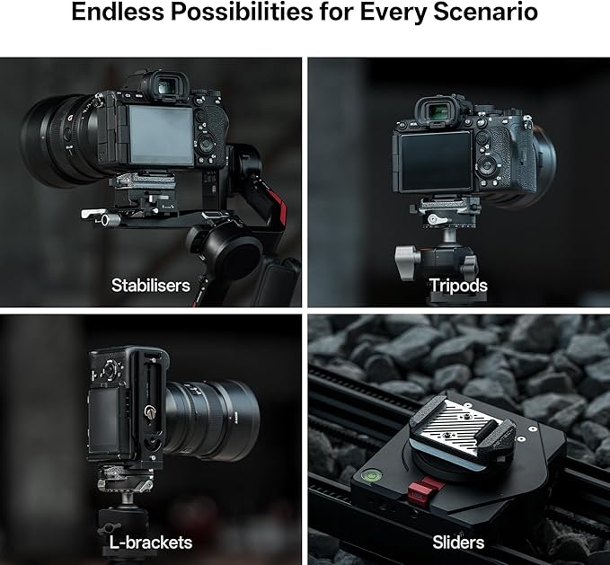 PGYTECH Quick Release Plate & Clamp V2 Kit, Arca Swiss Plate Camera Mount with 1/4" to 3/8" Screw Thread for Sony/Nikon/Fuji/DJI Switch Between Tripod/Monopod/Slider/Stabilizer(Two Clamps+Plate)