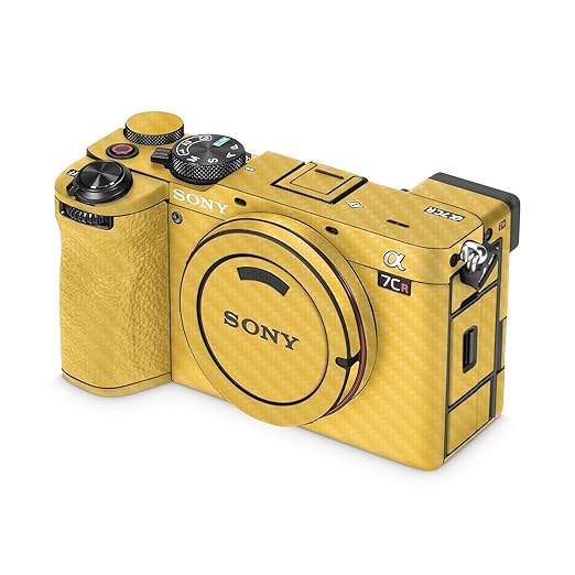Carbon Fiber Camera Skin Compatible with Sony Alpha 7CR Camera (2023) - Solid Marigold - Premium 3M Vinyl Protective Wrap Decal Cover - Easy to Apply | Crafted in The USA by MightySkins