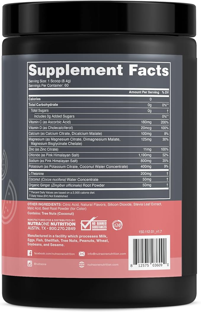 HydrateOne, Electrolyte Drink Mix On-The-Go | Watermelon, 60 Servings