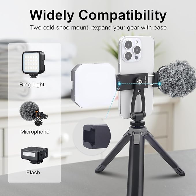Mini Camera Tripod Kit, All Aluminum Desk Tripod with 360° Phone Holder for DSLR/Action Camera/Cellphone, Phone Tripod Stand Selfie Stick for Video Recording/Vlogging, Max Load 11lbs (SY027)