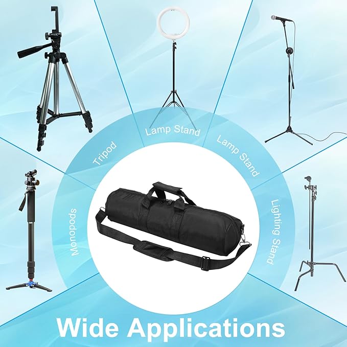 PATIKIL Tripod Carrying Case, 21.7" x 5.1" Heavy Duty Nylon Padded Tripod Bag with Adjustable Shoulder Straps and Handles for Light Stands Umbrellas Tripods Mic Speaker Stand, Black