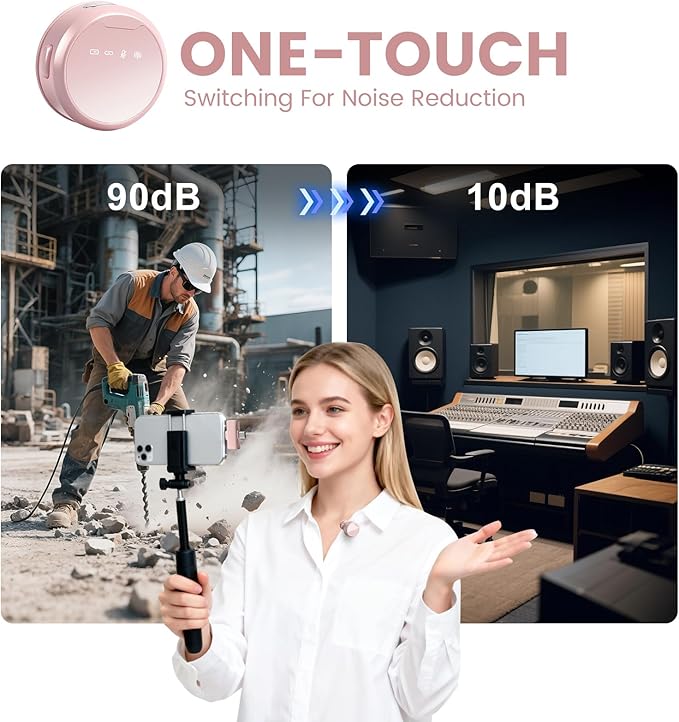 Wireless Lavalier Microphones for iPhone/Android/iPad, Mini Microphones with Noise Reduction, 2.4GHz, Magnetic Clip, Lapel Mics Wireless for Video Recording, Streaming, Vlogging, YouTube Tiktok, 131FT