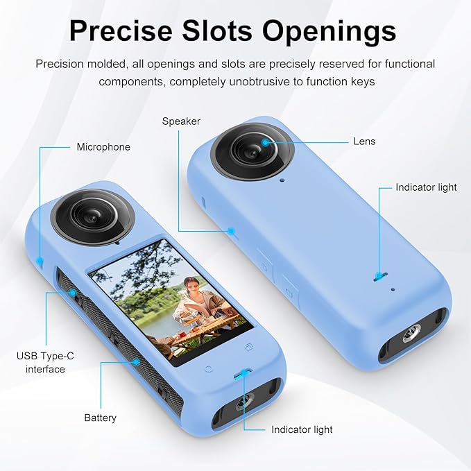 PULUZ Silicone Protective Case for Insta360 X4 with Lens Cap, Soft Camera Protective Cover and Standard Lens Guard for Insta 360 X4 Accessories(Blue)