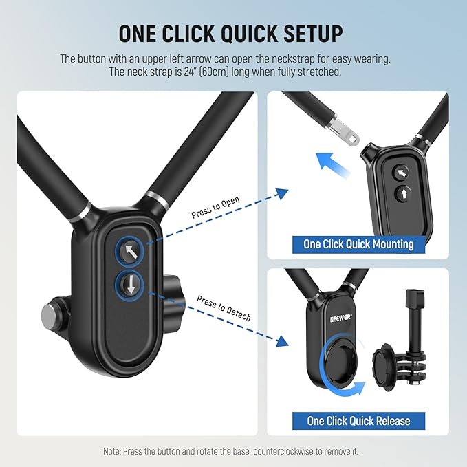 NEEWER GP-16 Magnetic Neck Mount for Action Camera & Phone with Cleaning Cloth Chest Mount Phone Holder for POV Video Recording Vlogging Compatible with GoPro DJI Insta360 MagSafe iPhone Android