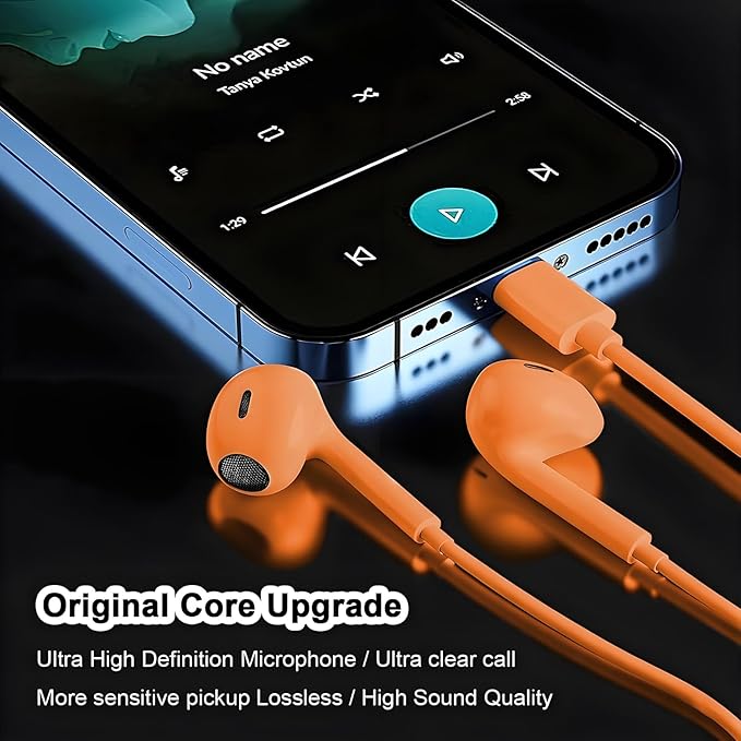 2 Packs USB C Headphones for iPhone 16/15 Phone Earbuds with Microphone & Volume Control HiFi Stereo Type C Earphones for Galaxy S23/S22/S21/S20/Ultra Note 10/20, for Pixel 7/6/6a/5/4,for OnePlus 9 8