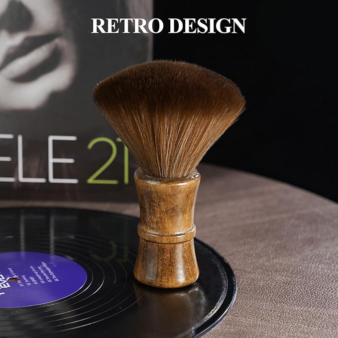 NiHome Vinyl Record Cleaning Brush for Turntables, LPs, Lenses, Screens, Furniture, Premium Beechwood Handle Ultra-Fine Microfiber Bristles Multi-Purpose Tool for Safe Dust Removal & Anti-Static Care