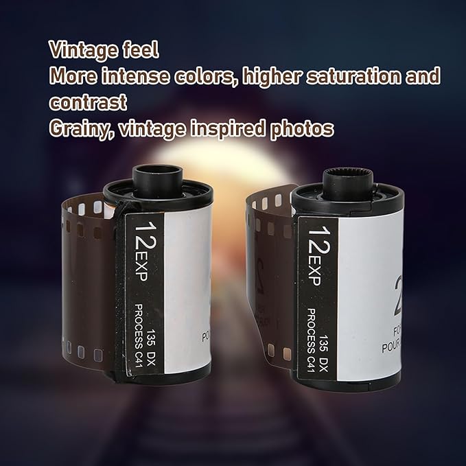 2 Roll 35mm Camera Color Film, ISO 200 HD Vintage Color Negative Film, 12 Exposures Per Roll for 135 Cameras, Fine Grain with High Saturation and Contrast