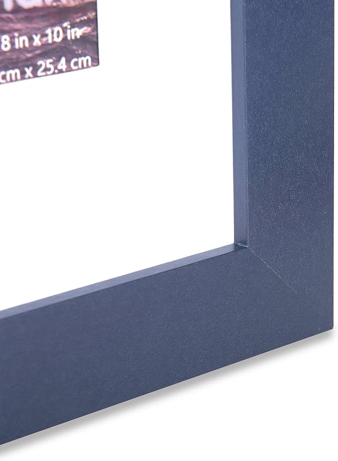 ennethan 11x14 Picture Frame Navy Blue 2 Pcs in 1 set Wooden Frame can Display 8x10 Picture with Mat for home decoration,holiday gift