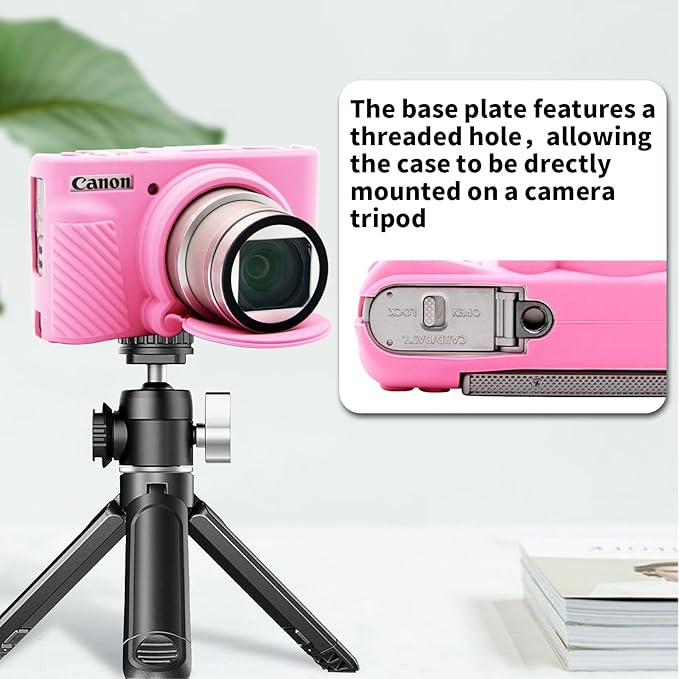 SX740 Camera Case, SX740 Camera Cover Silicone Sleeve Protective Case with Removable Lens Cover, Anti-Scratch Soft Camera Body Skin for Canon PowerShot SX740/SX730 HS Camera,Pink