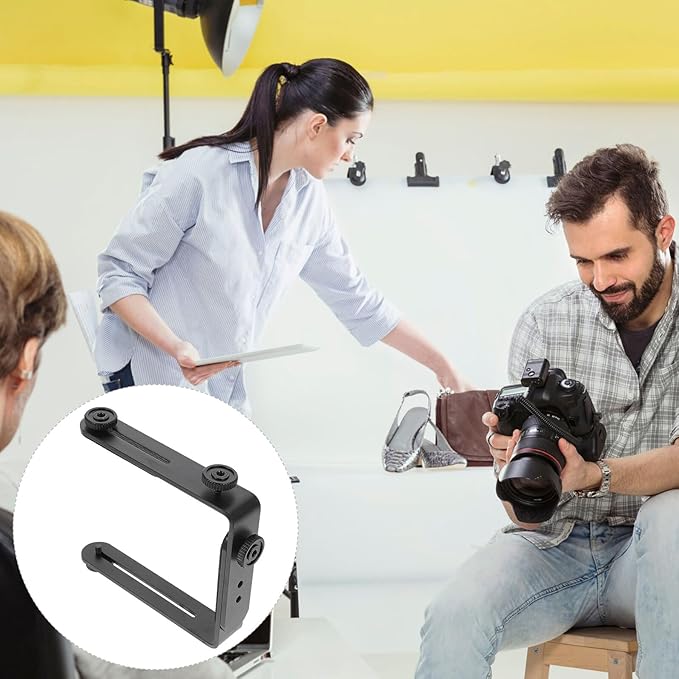 Toddmomy Dual Metal Camera Holder Bracket Flash Light Mount for DSLR Camcorder Video Recording with Detachable Connectors and Construction