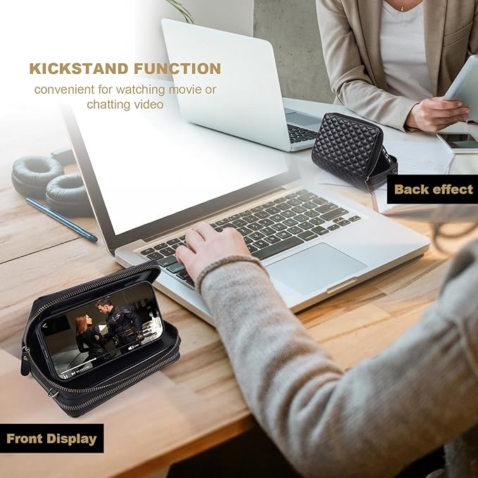 Harryshell Compatible with Samsung Galaxy S26 Plus Case Wallet Multi Zipper Detachable Removable Cover Purse with Card Slots Holder Mirror Crossbody Strap (Compatible with Magsafe - Black)