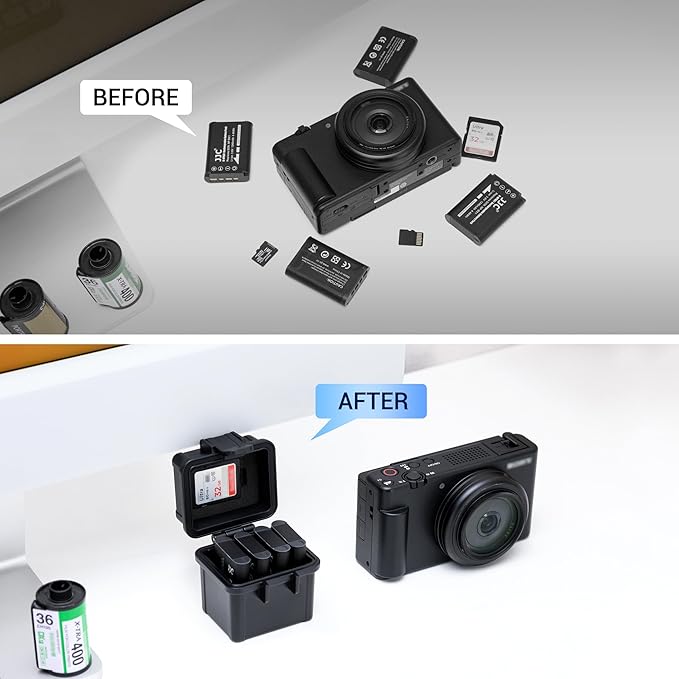 Sony Ricoh Canon Olympus Battery & Memory Card Case - Organizer for 4 x NP-BX1, DB-110, LI-90B, LI-92B Batteries, 1 x SD & 2 x Micro SD Cards