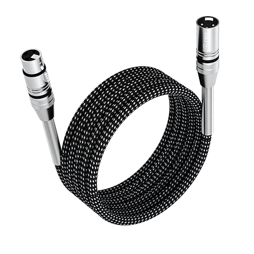 FIBBR XLR Cable 25ft/8M, Microphone Cable Nylon Braided XLR Male to Female Heavy Duty Balanced Microphone Cord Compatible with Preamps/Speaker Systems and More