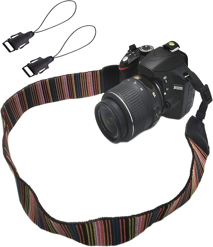 WANBY Camera Strap Canvas Multicolor Neck Shoulder Camera Strap with Quick Release Buckles for DSLR SLR
