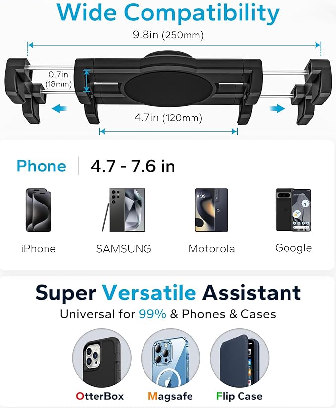 GDZN UTV Phone Mount for 1.5"-1.75" Roll Cage, Anti-Vibration Heavy Duty UTV/SXS Phone Holder with 360° Adjustable Arm, Aluminum Alloy Roll Bar Bracket Fit Polaris RZR, Can-Am for 4.7"-7.6" Devices