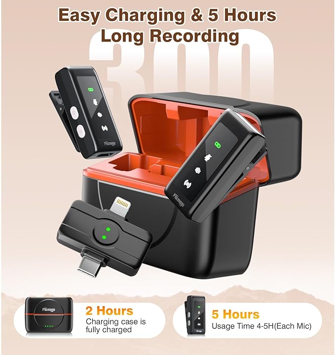 K80 Professional Mini Wireless Lavalier Microphone for iPhone Android Tablets (Lightning/USB C), Noise Reduction & Voice Changer, Magnetic Mini Lav Mic Lapel Clip on Mic for YouTube, TikTok, Vlogging