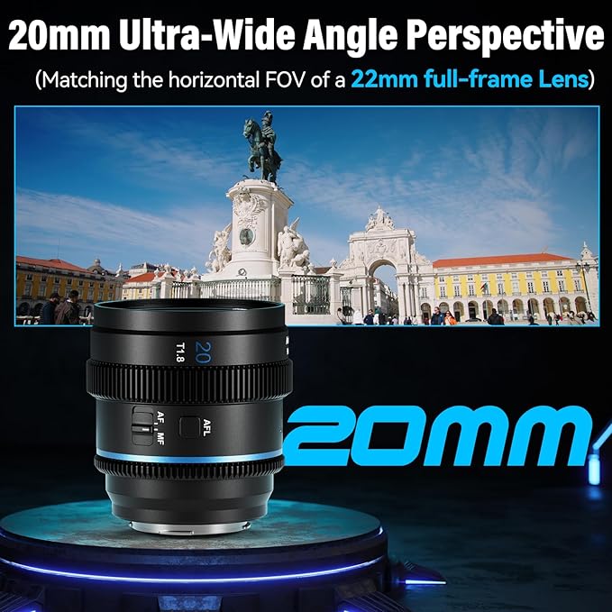 SIRUI 20mm T1.8 1.33X Anamorphic Lens, S35 Autofocus Lens for X Mount Cameras, X-A, X-E, X-T, X-PRO Series, X-H2/H2S, X-S10/20 (Neutral Flare)