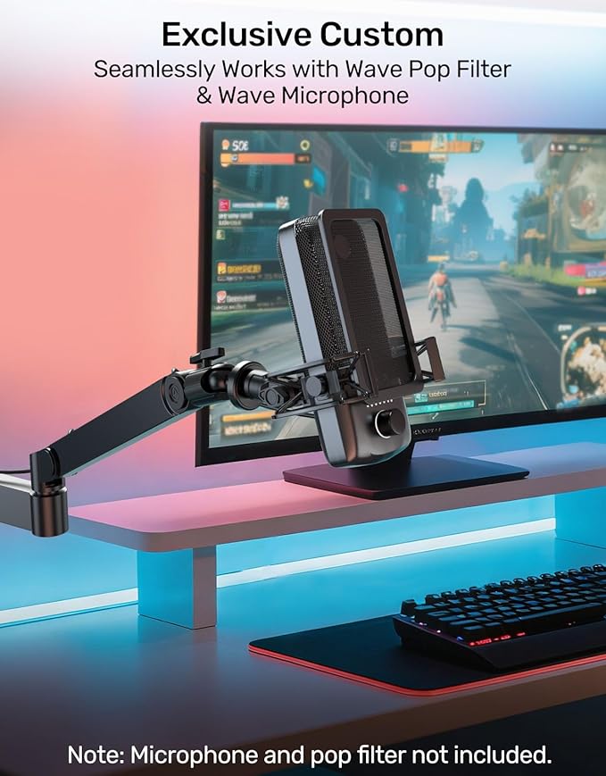 Wave Microphone Shock Mount - Custom Built for Elgato Wave 1/3, Aluminum Frame & Reinforced Suspension for Max Vibration Isolation, Shock Mounts Holder Clip Ideal for Youtubers, Podcasters and Gamers