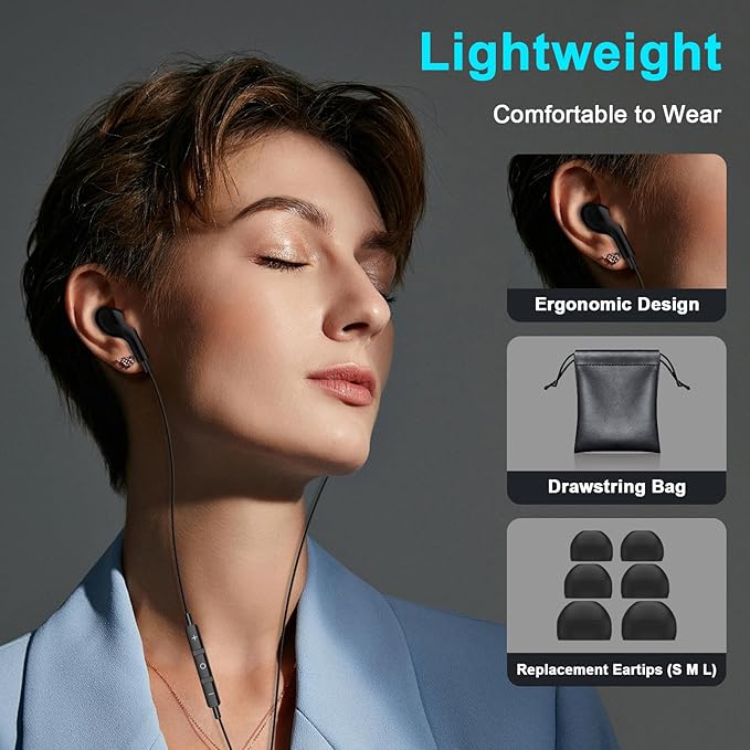USB C Headphones for iPhone 17 Air 16 Wired Earphones for Samsung Galaxy S24/S23/S22/S25/S26 Ultra for iPhone 15 Pro Wired Earbud with Mic Stereo Noise Cancelling Type C Earbuds for Pixel 9/Oneplus 12