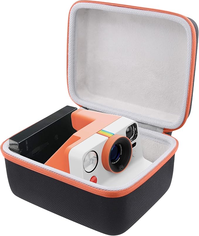 khanka Hard Carrying Case for Polaroid Now 3rd Gen I-Type,Now+ 3rd,Now 2nd,Now+ 2nd Gen,Flip,Originals Now I-Type,Originals Now+,I-2,OneStep+,OneStep 2 Instant Film Camera(Orange Zipper)