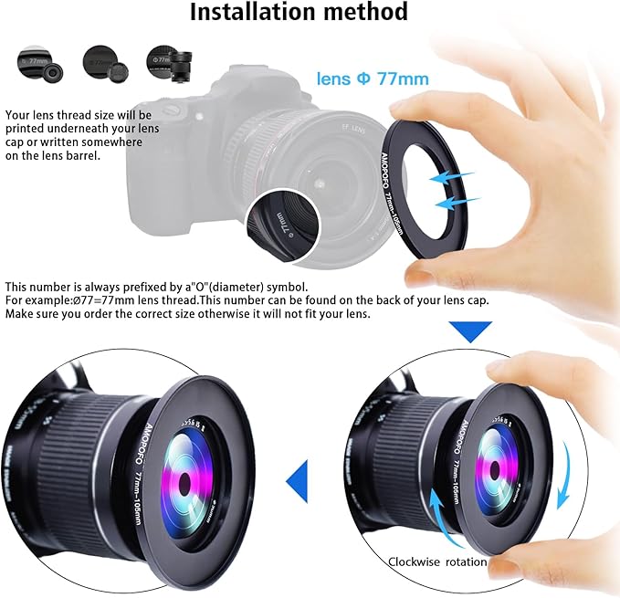 77mm to 105mm Step-Up Ring Filter adapter/77mm to 105mm Camera Filter Ring for 105mm UV,ND,CPL,Metal Step Up Ring