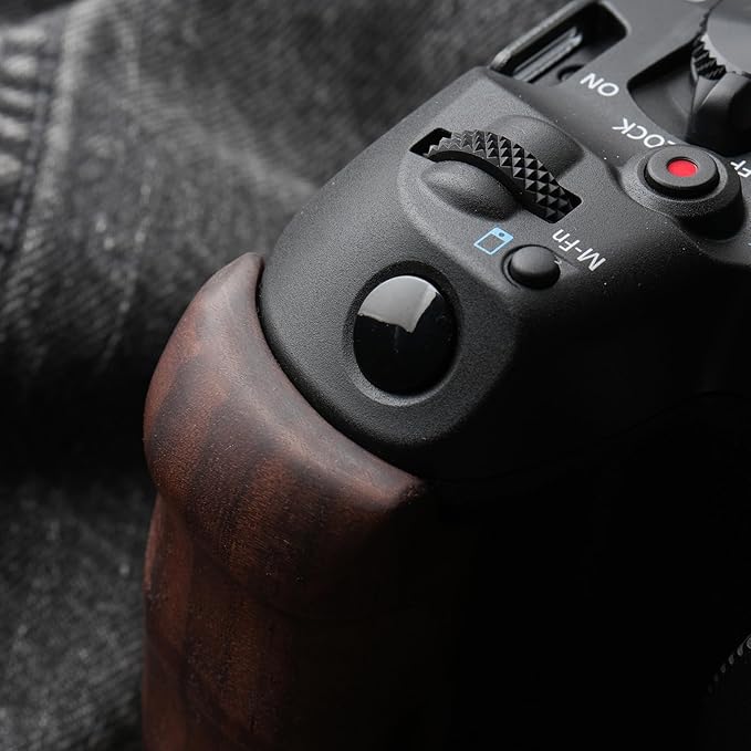 RYDSCAM Camera Handle, Compatible with Canon EOS R6 Mark III, Camera Specific Precious Solid Wood Grip, Original Anti-Slip Finger Grooves, Large-Area Microfiber Flocking (Walnut Black)