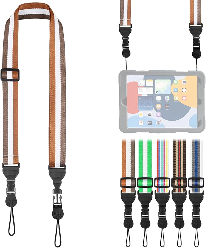 Adjustable Shoulder Strap, Comfortable for Camera Neck Lanyard iPad Strap iPad Strap for iPad, Camera, Binocular, Crossbody, Tablet, Laptop, Binocular, Luggage Bag(Brown, Beige & White A2)