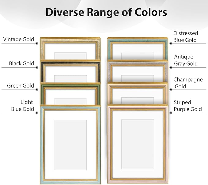 Golden State Art,11x17 Ornate Picture Frame for 9x12 Photo With Mat or 11 x 17 Prints Without Mat, Real Glass Wall Display Horizontally or Vertically (Color:Black Gold)
