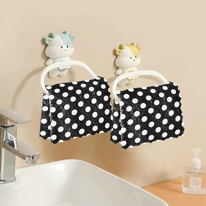 CaTaKu Polka Dot Microfiber Reusable Cleaning Cloths Kitchen Dish Cloths Dish Rags for Washing Dishes, Black and White Dish Towels Washcloths for Kitchen Drying, 6 Pack
