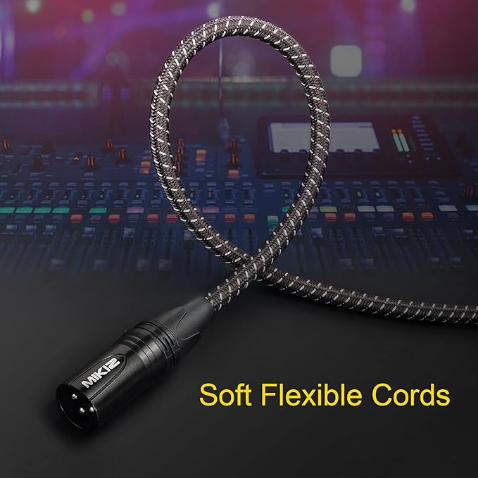 10ft XLR Cables Braided 2 Pack, XLR Microphone Cables 3 Pin Male to Female Durable Patch Cords Anti-tangling