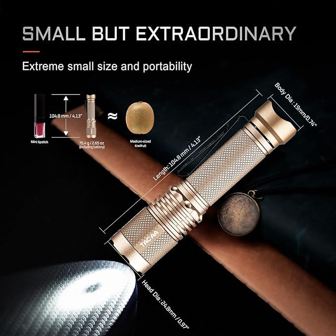 ACEBEAM TAC AA 2.0 Longest-Range AA Flashlight 360 Meters, 900 High Lumens Tactical EDC Flashlight Rechargeable, 6 Modes Pocket LED Super Bright Small Mini Flashlight for Camping, Home(SFT-25R)