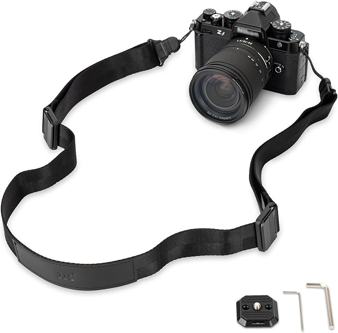 JJC DSLR Camera Neck Strap with Patented Quick Release Buckles, Universal Adjustable Camera Shoulder Sling Strap for Canon Nikon Sony Fujifilm Olympus Pentax DSLR SLR Cameras (Black)