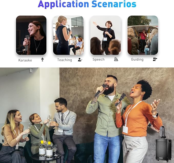 ZOWEETEK Wireless Microphones for Singing,Dual Handheld Dynamic Mic with Rechargeable Receiver,Karaoke Microphone Set for Singing,Wedding,Home Party, Classroom,Speech,Church,PA System,Plug and Play