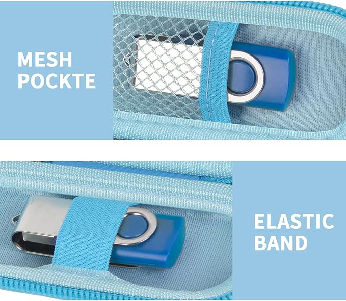 USB Flash Drive Case, SD Card Holder Compatible with Thumb Drive, Memory Cards, SDXC SDHC Storage Bag, Electronic Accessories Organizer for SanDisk for Samsung for Inland (Light Blue)
