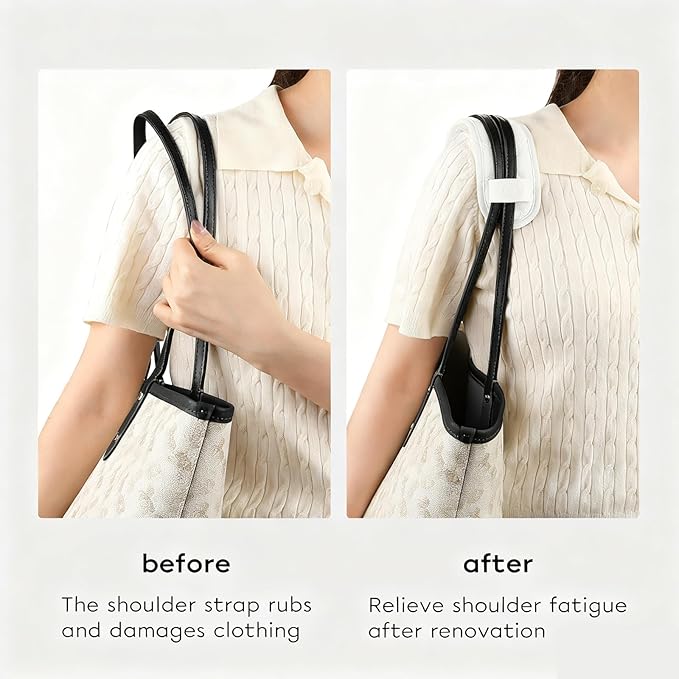 GIVLEFLY Medium Shoulder Strap Pad for Tote & Handbags, Soft Cushion with Anti-Slip Backing for Comfortable Carry，White