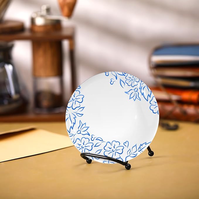 RattanView 4 Pcs 2 Inch Small Plate Holder Display Stands Mini Metal Black Frame Stand for Picture, Book, Photo Easel, Creation, Collectibles Square Wire Plate Stands for Display Mobile Phone