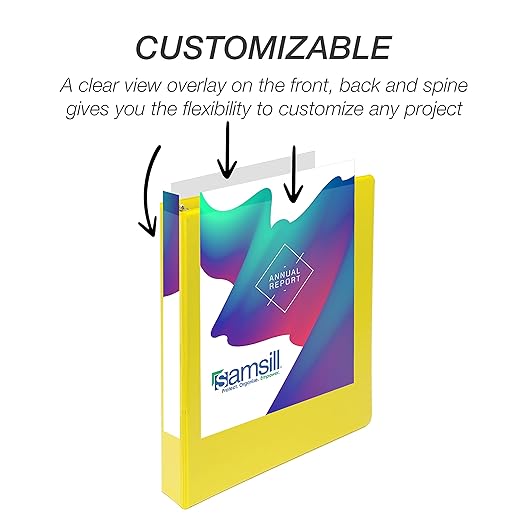 Samsill Durable 1 inch 3 Ring Binder, Made in USA, D Ring Binder, FSC 100% Recycled Chipboard, Yellow