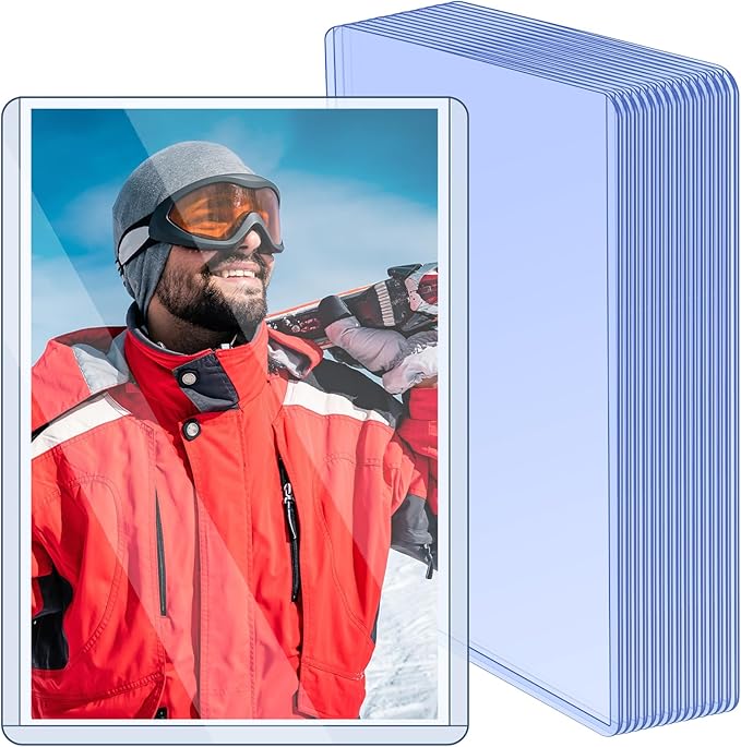 15 Pack Post Card Photo Top Loaders 4 x 6 Inches Hard Plastic Cards Sleeve Protectors Rigid Photo Plastic Sleeves for Trading Cards, Baseball Cards, Postcards