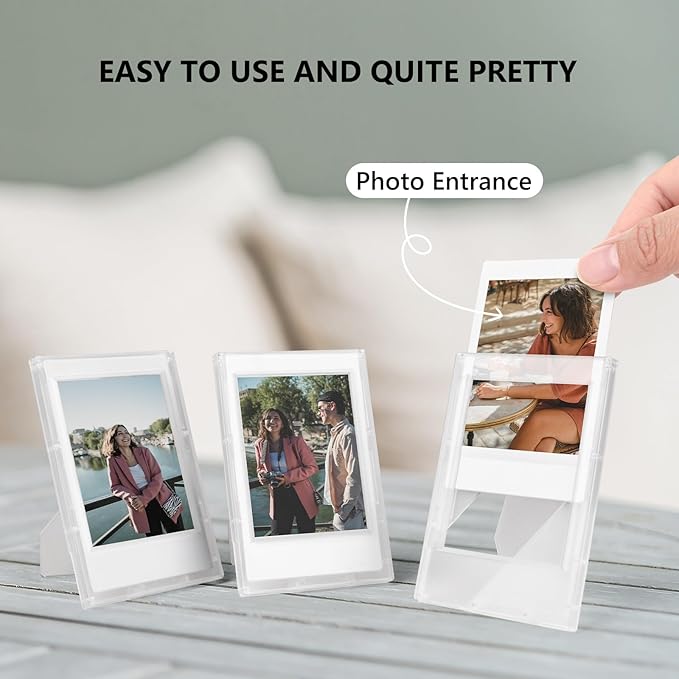 HIYQIN 2x3 Frosted Clear Photo Frames - 8 Pack Small Photo Frames for 3” Fujifilm Instax Mini Film - for Instax Mini 12 11 9 8 7s 90 99 40 EVO Tabletop Frame, 2x3 Photo Dispaly - Frosted Clear
