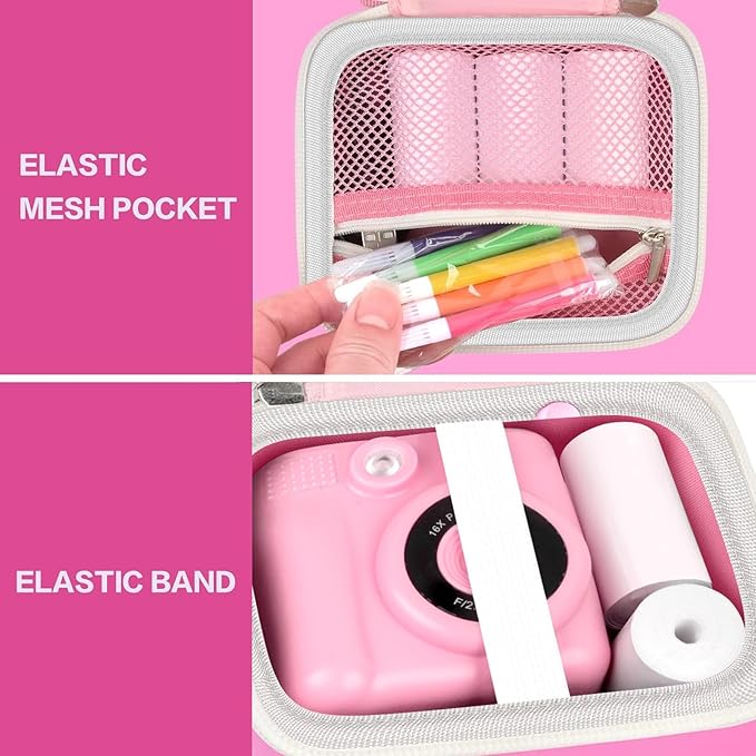 Kids Instant Print Camera Case Compatible with ESOXOFFORE for Dylanto for DUDUDRAGON for GKTZ for ETIKEZ for Dafotil for Careenoah for Aasonida Digital Video Prints Paper Bag (Box Only) Light Pink