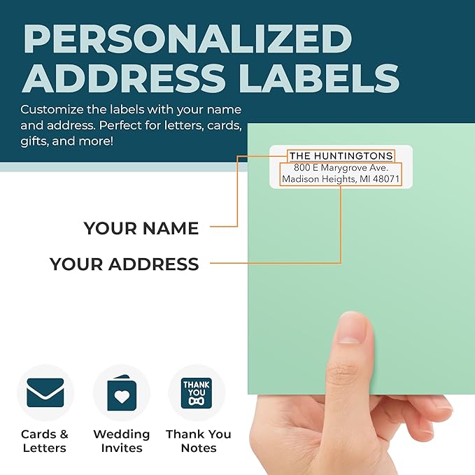 Personalized Return Address Labels - Custom Address Stickers on Sheets (50-1000 Labels) (Black and White)