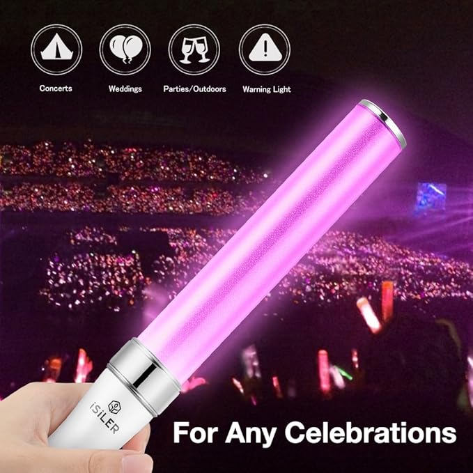 Multicolor LED Glow Sticks, iSiLER Party Flashing Light, 15 Color Changing 2 Lighting Modes Flashing Light Stick for Party Supplies, Festivals, Raves, Birthdays, Parking Guides, Dog Walkers Safety