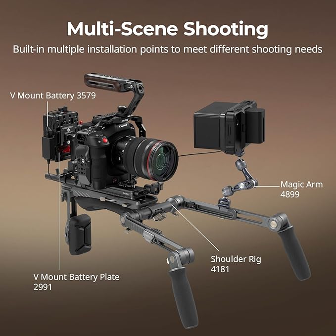 SmallRig Wooden Top Handle with Retractable 1/4''-20 and 3/8''-16 Locating Screw for ARRI, Max Load 15kg / 33.1lb for Universal Camera Cages and Rigs, 2 Cold Shoe Adapters to Mount Accessories- 5252