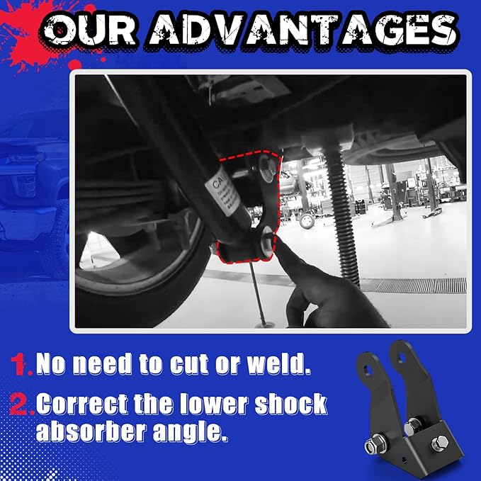 KSP 3-5" Adjustable Shock Extender for Chevy Silverado C1500 1988-1998, GMC Sierra C1500 1988-1998, Adjustable Rear Lowering Shock Mounts for Trucks Pickup