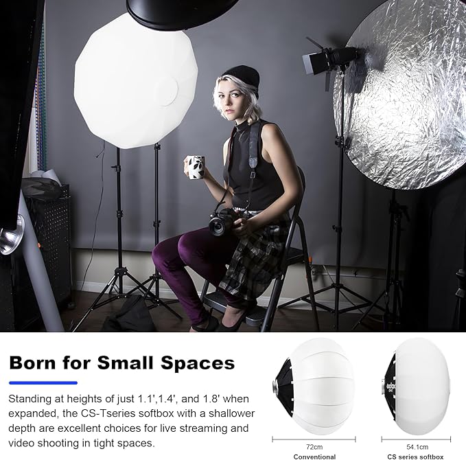 Godox CS-85T Lantern Softbox 33.5in/ 85cm Quick Release 360° Light Diffuser Bowens Mount Lantern Softbox for Godox SL60 SK400 SL150 DP400 DP800 SL300 (33.5")