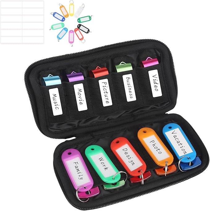 vellgo USB Flash Drive Case Soft Material Thumb Drive Holder case, USB Drive Holder Organizer, Portable Electronic Accessories Bag for USB Memory Stick with 10 Slots