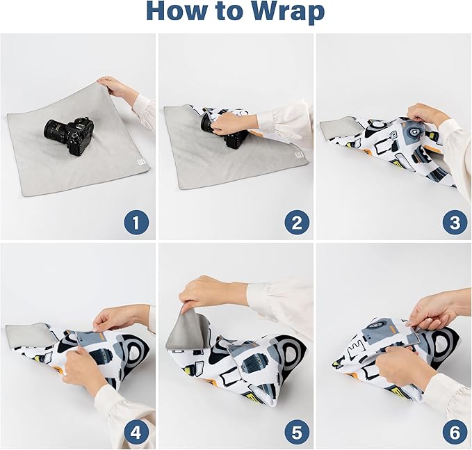 Walking Way Protective Wrap, Self-Adhesive Magic Cloth Camera Wrap, Storage Cloth, Anti-Scratch, Dustproof, Washable Lens Pouch for DSLR, Smartphones, Laptops, Cosmetic